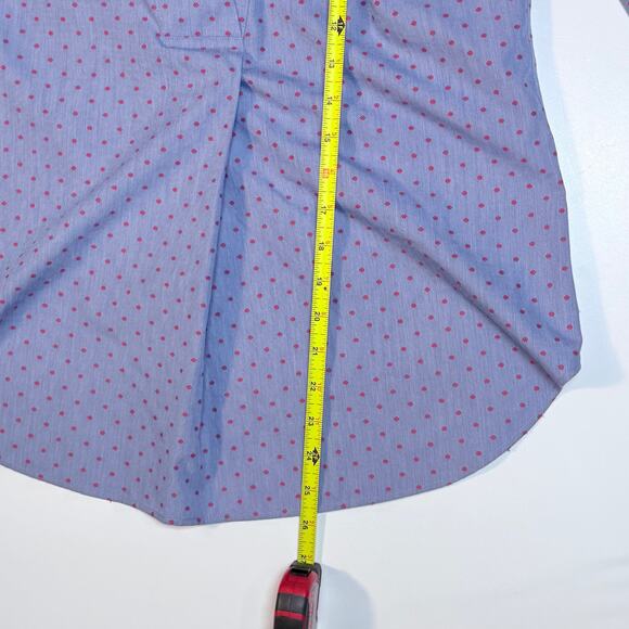 Talbots Women's Dress Shirt Non Iron Baby blue with red polka dot XS - Picture 4 of 9
